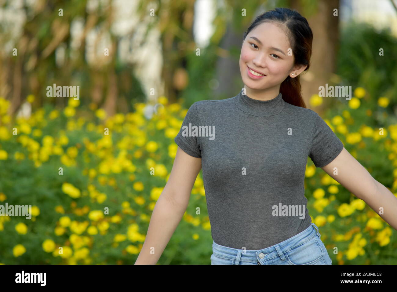 Pretty Filipina Woman And Happiness Stock Photo
