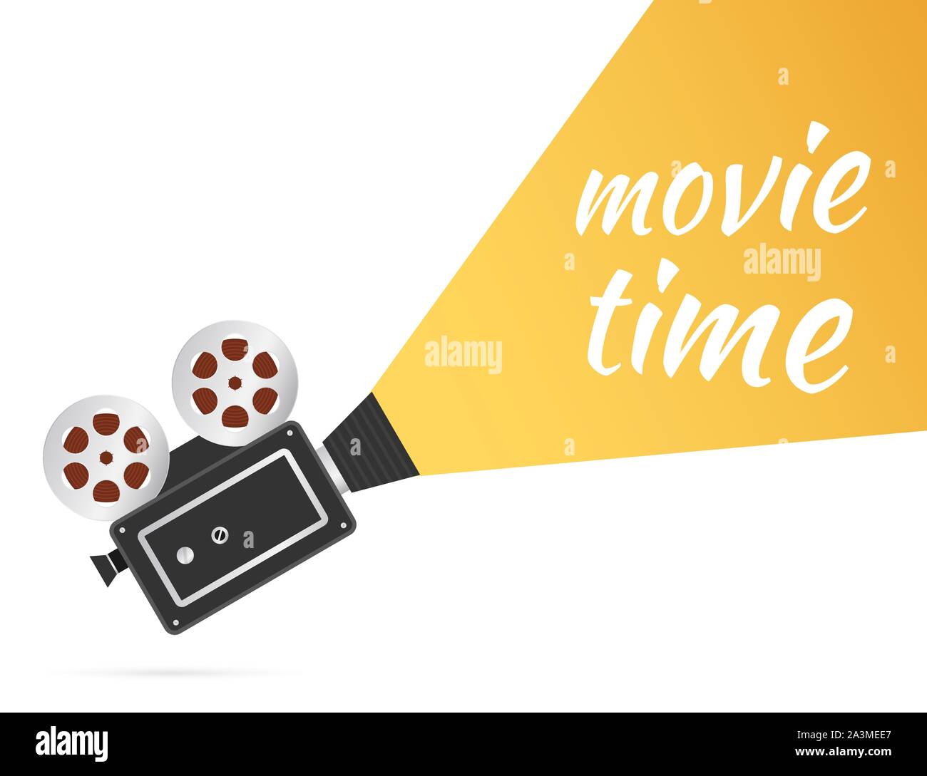 Lovely movie time concept layout with film projector and text area with sample title in retro western font. Vector illustration. Stock Vector