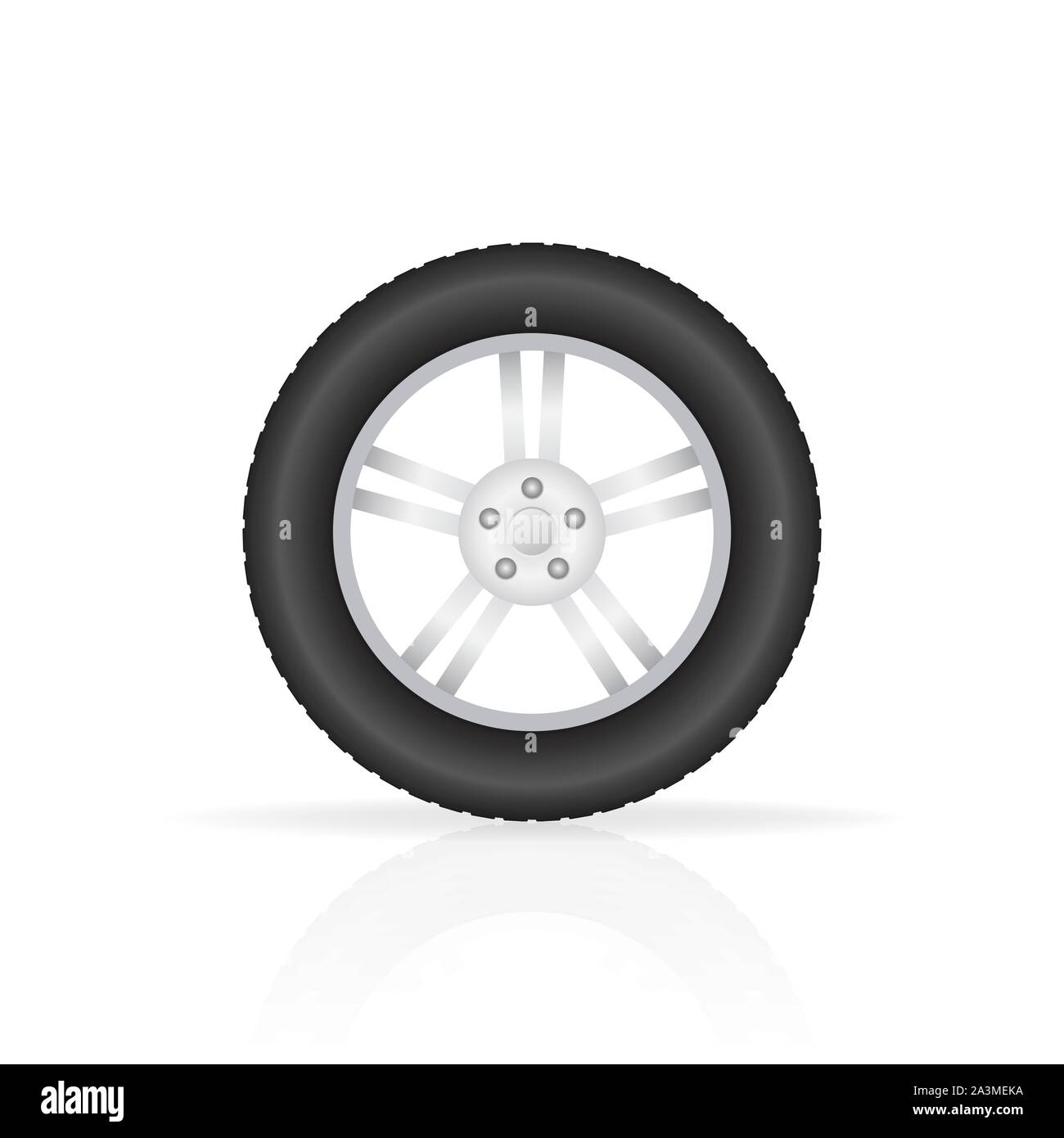 Realistic shining disk car wheel tyre set. Vector illustration. Stock Vector