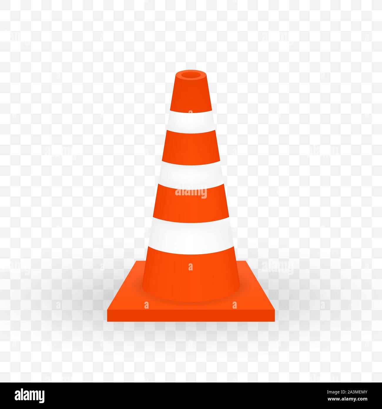 Under construction barrier. Realistic traffic cone. Vector stock illustration. Stock Vector
