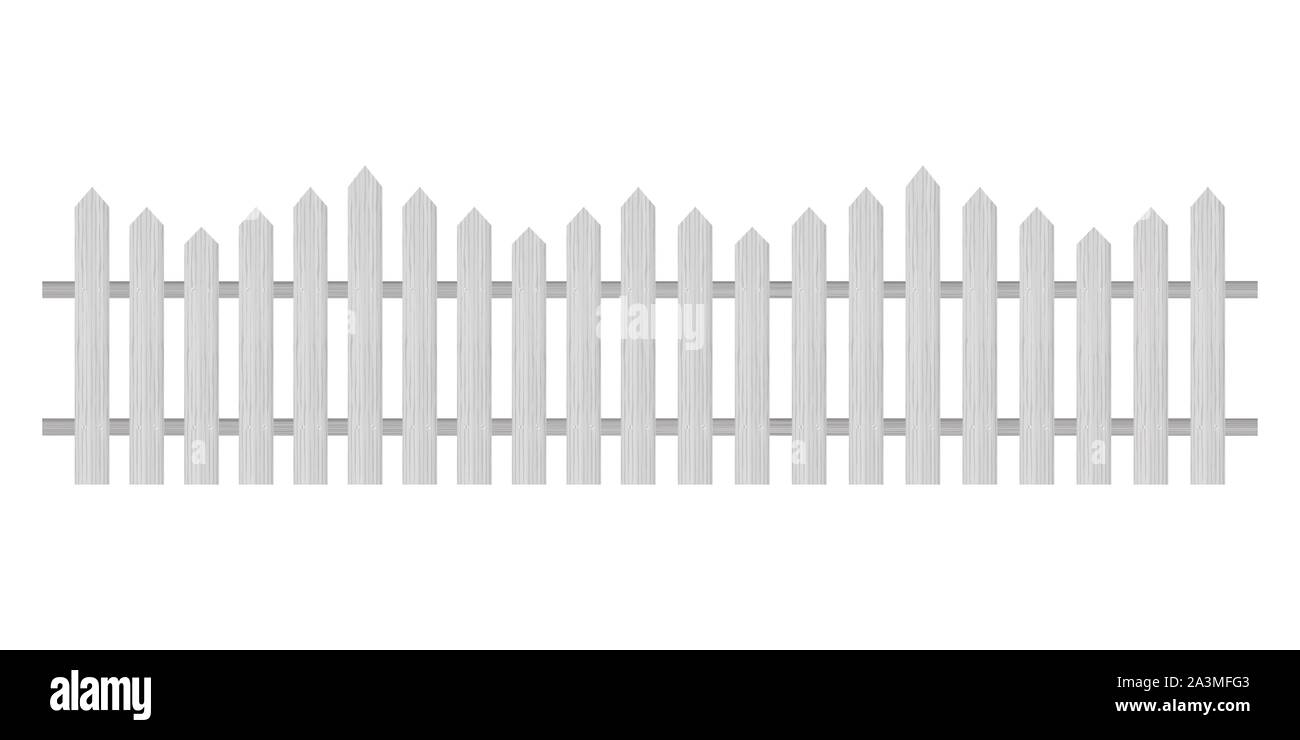 Picket fence, wooden textured, rounded edges. Vector illustration Stock