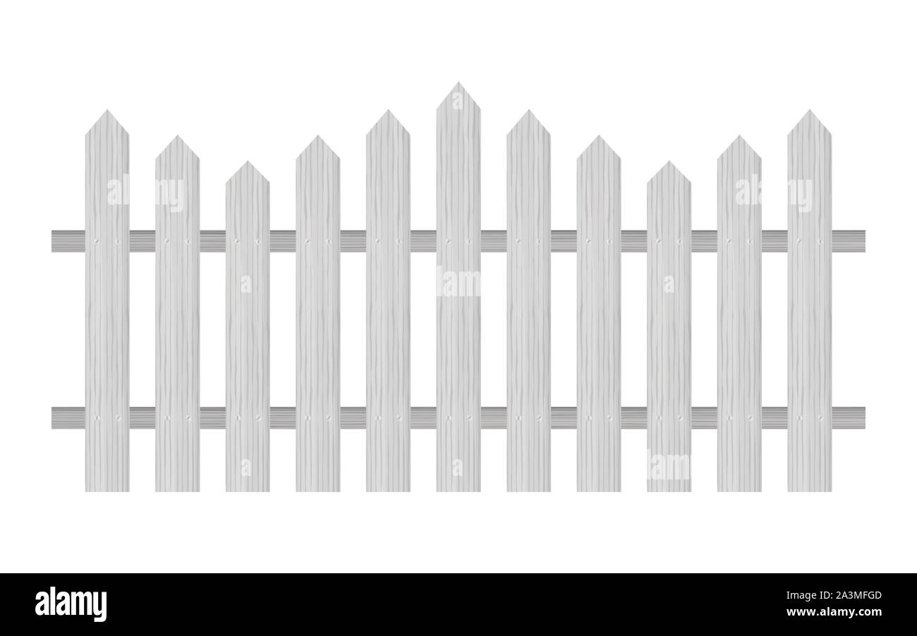 Picket fence, wooden textured, rounded edges. Vector illustration. Stock Vector