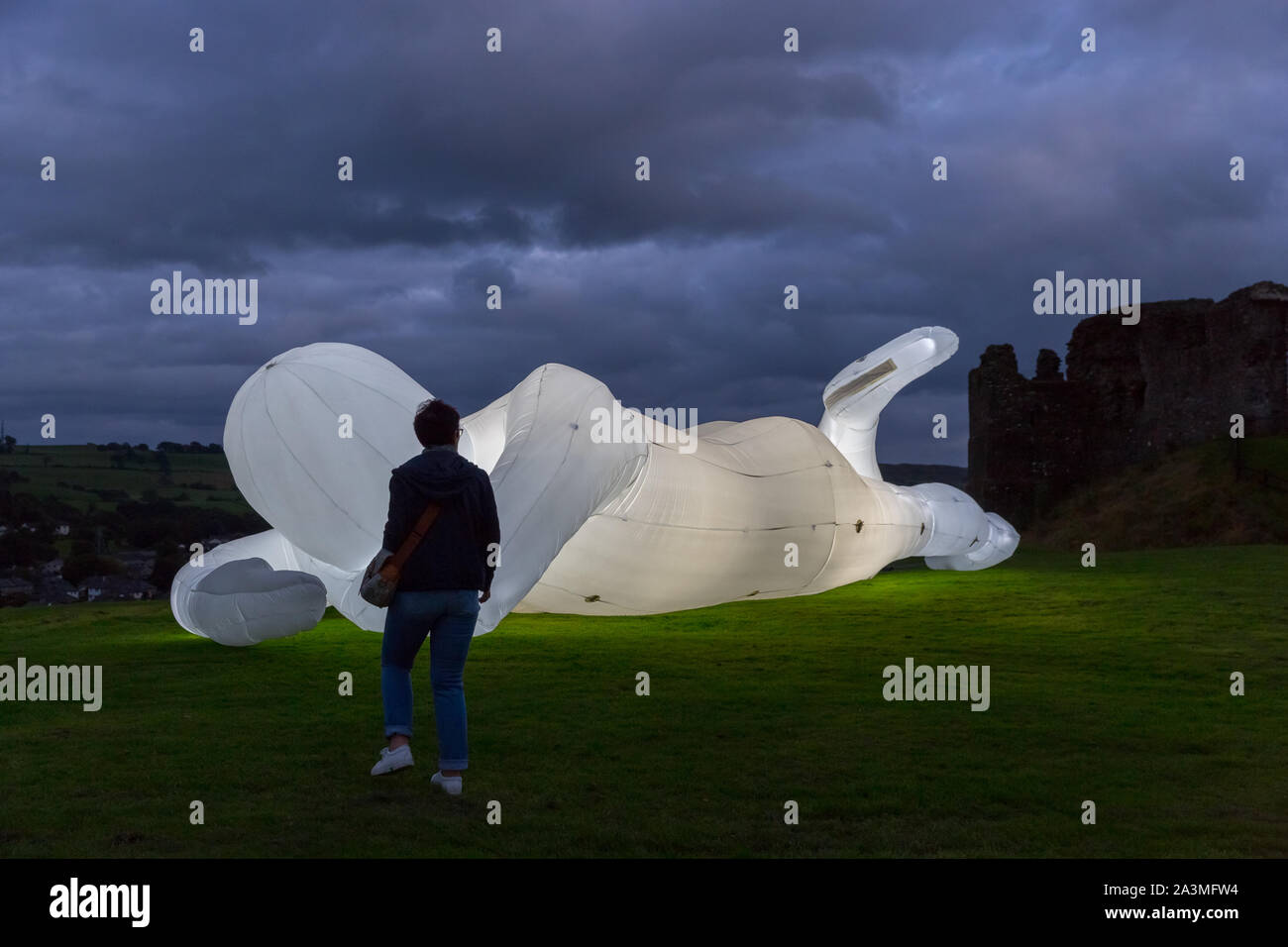 An illuminated inflatable Sculpture on Castle Hill in Kendal, part of the Lakes Alive Festival Stock Photo