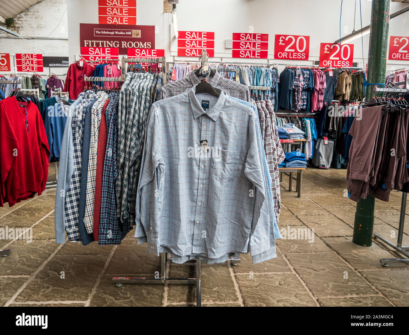 Multi shopping experience with mens shirts in the mens ware department