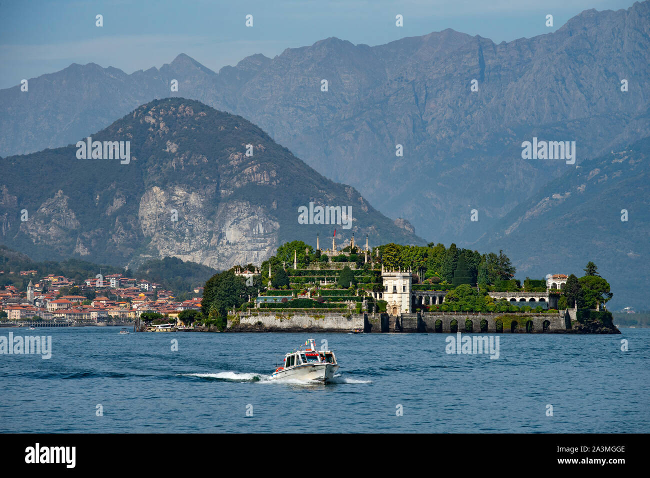 Lake Maggiore and the Borromean-Borromee Islands, Stresa, Lombardy-Piedmont Italy. Sept 2019 Showing here: Isola Bella (lit. 'beautiful island') is on Stock Photo