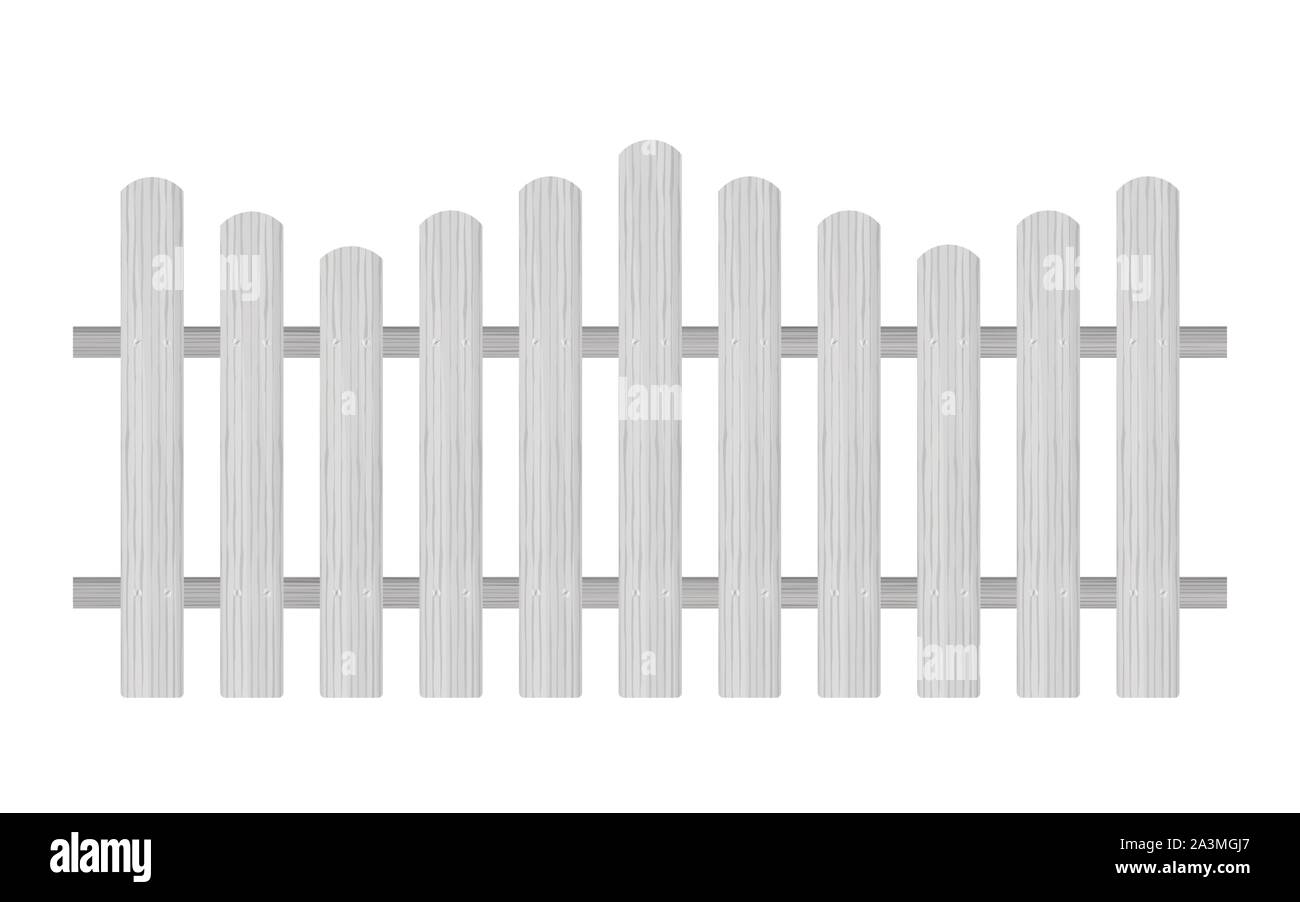 Picket fence, wooden textured, rounded edges. Vector illustration Stock