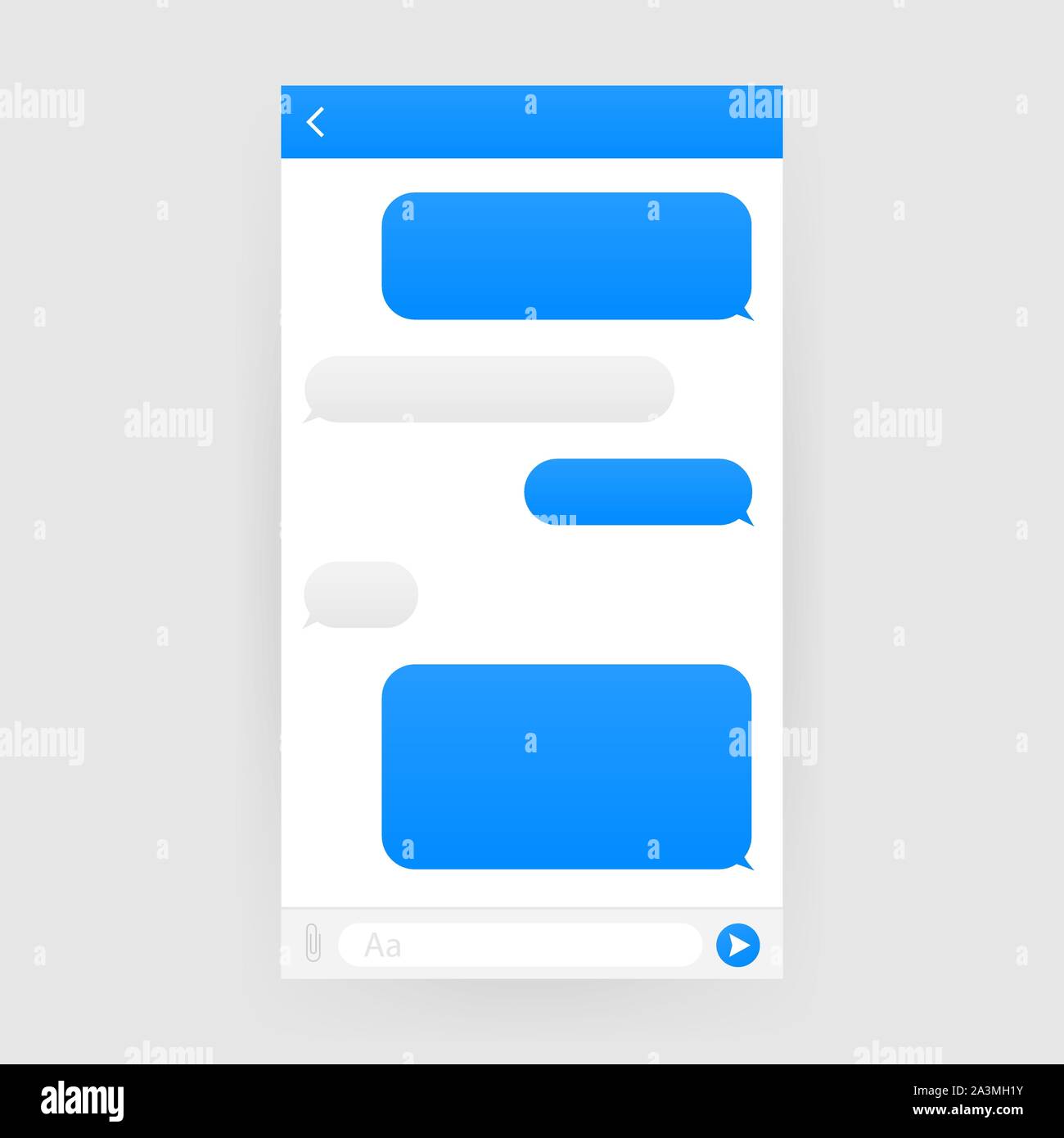Chat Interface Application with Dialogue window. Clean Mobile UI Design Concept. Sms Messenger. Vector illustration. Stock Vector