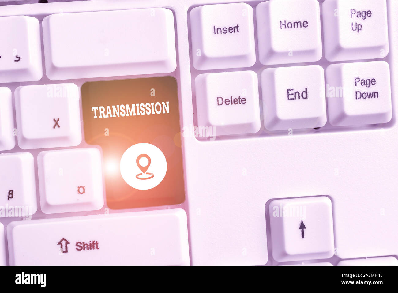 Conceptual hand writing showing Transmission. Concept meaning