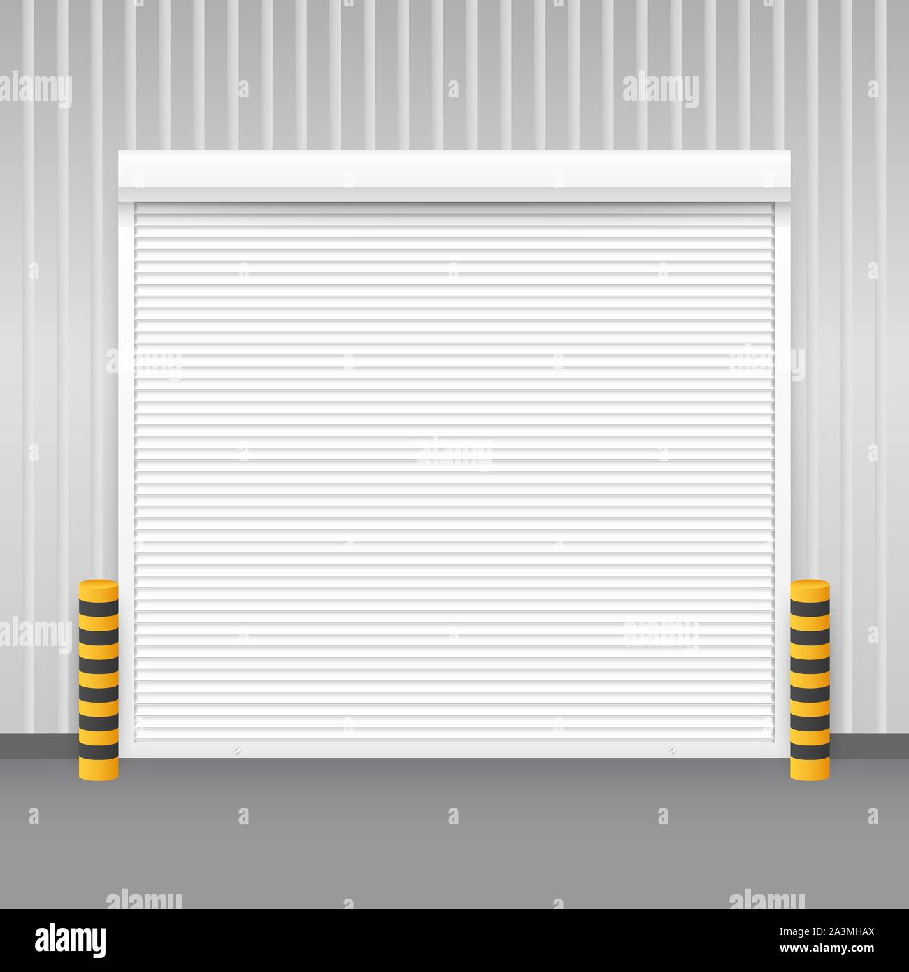 Vector Door with Rolling Shutters on white background. Vector illustration. Stock Vector
