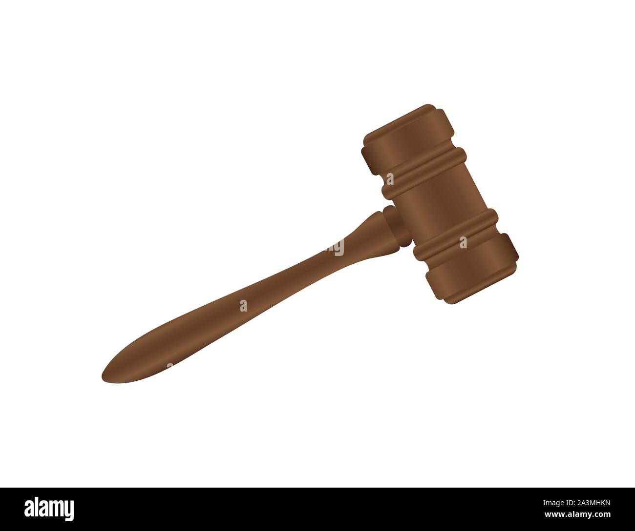 Wooden judge gavel and soundboard isolated. Vector stock illustration. Stock Vector