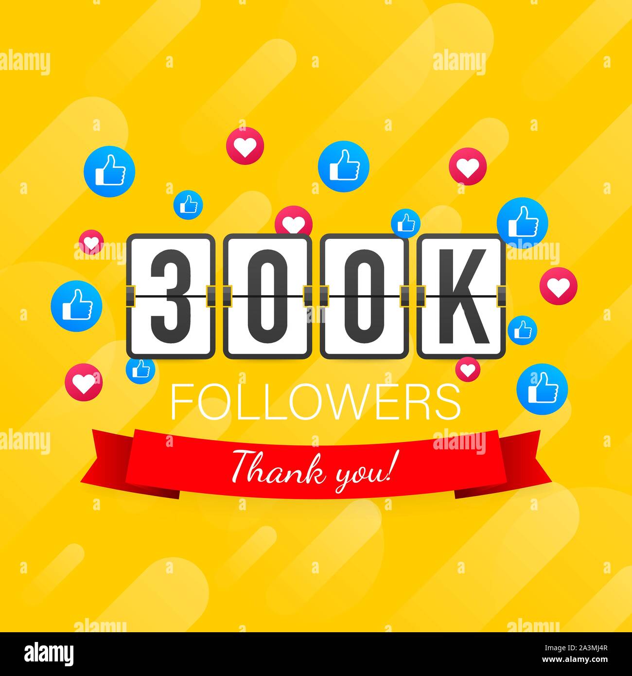 300k followers card banner template for celebrating many followers in online social media networks. Stock Vector