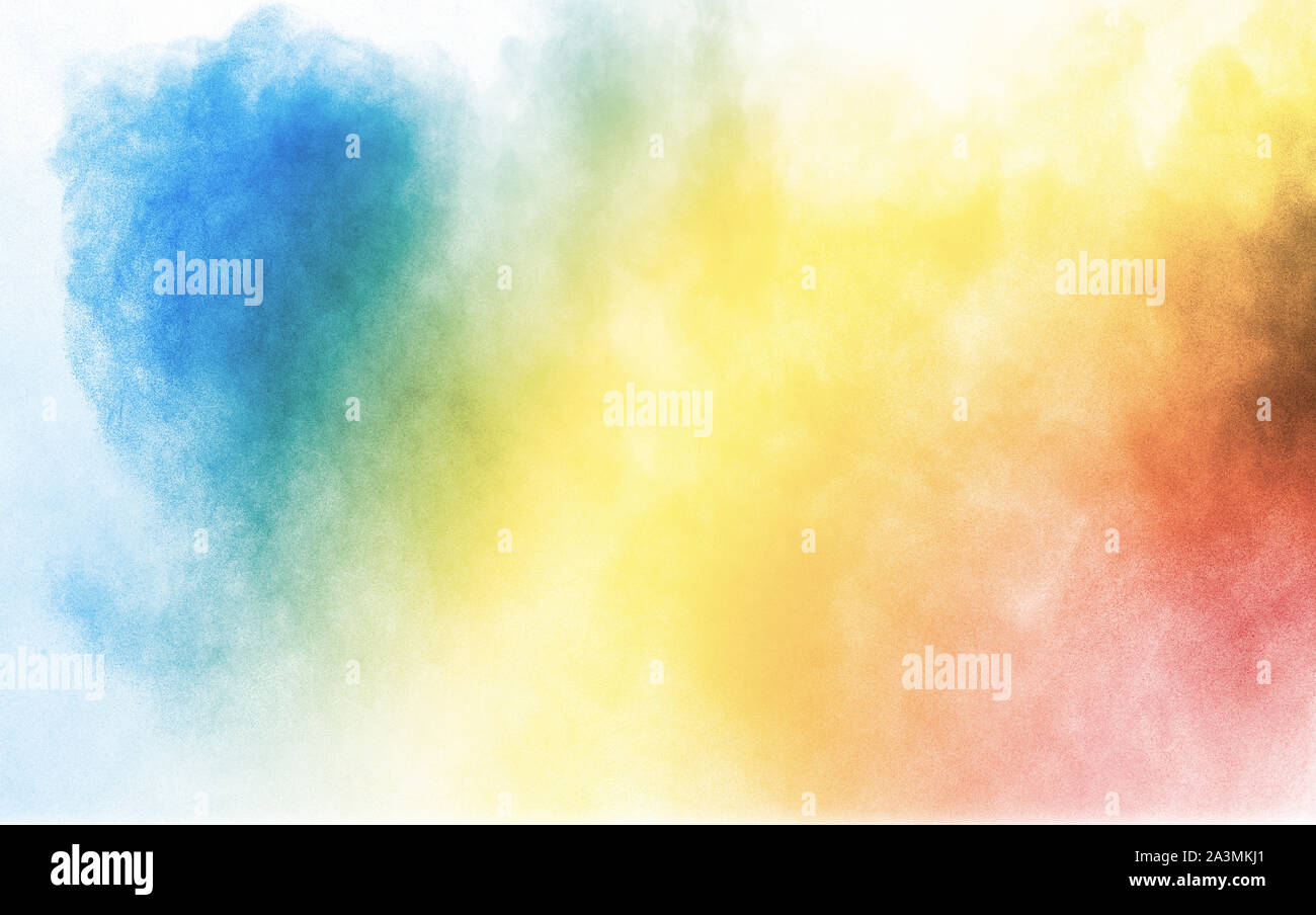 Colorful background of pastel powder explosion.Multi colored dust splash on white background Stock Photo
