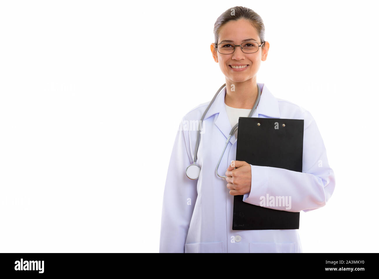Young woman doctor smiling holding hi-res stock photography and images ...
