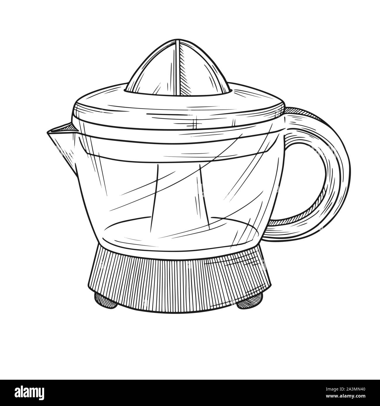 Juicer isolated on white background. Vector illustration in sketch style. Stock Vector