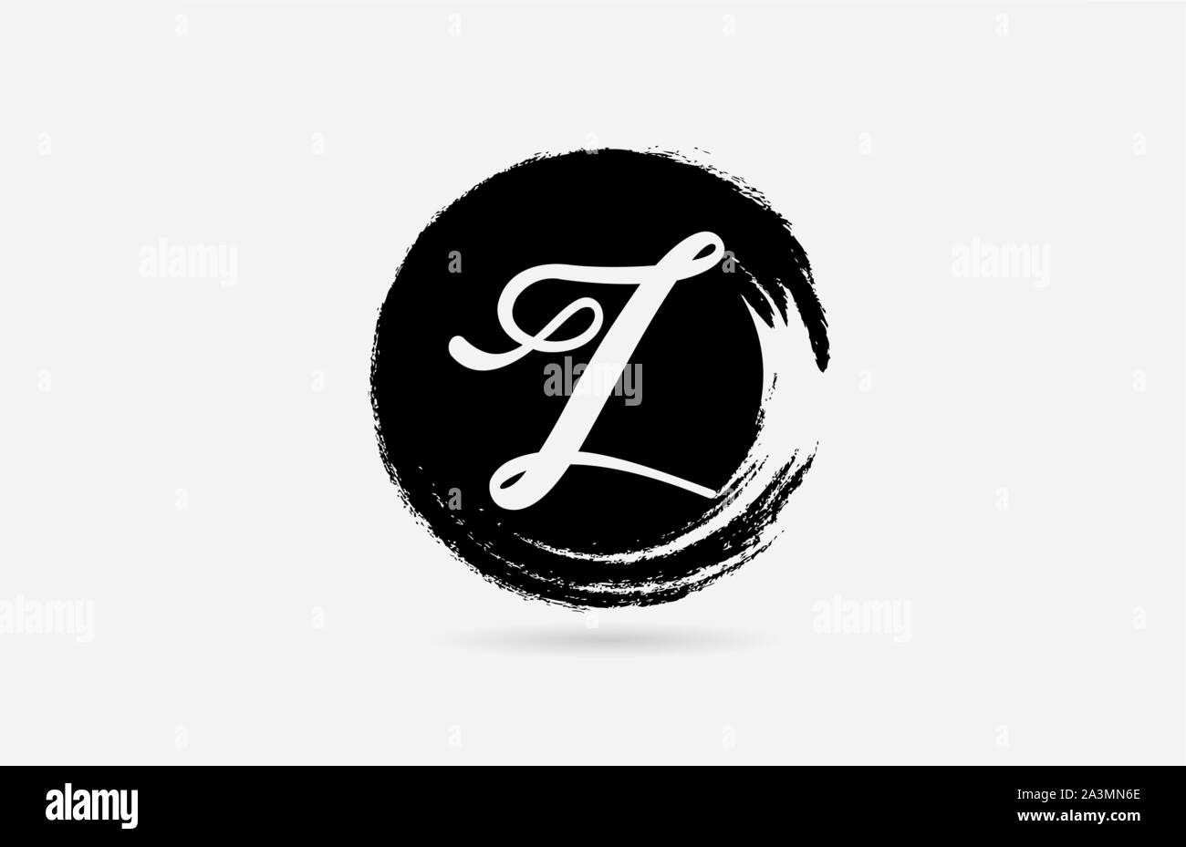 Z hand written letter logo alphabet on grunge circle in black and white for icon design. For a logotype on a company or business. Stock Vector