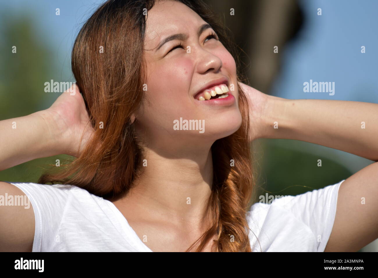 Pretty Diverse Female Resting Stock Photo