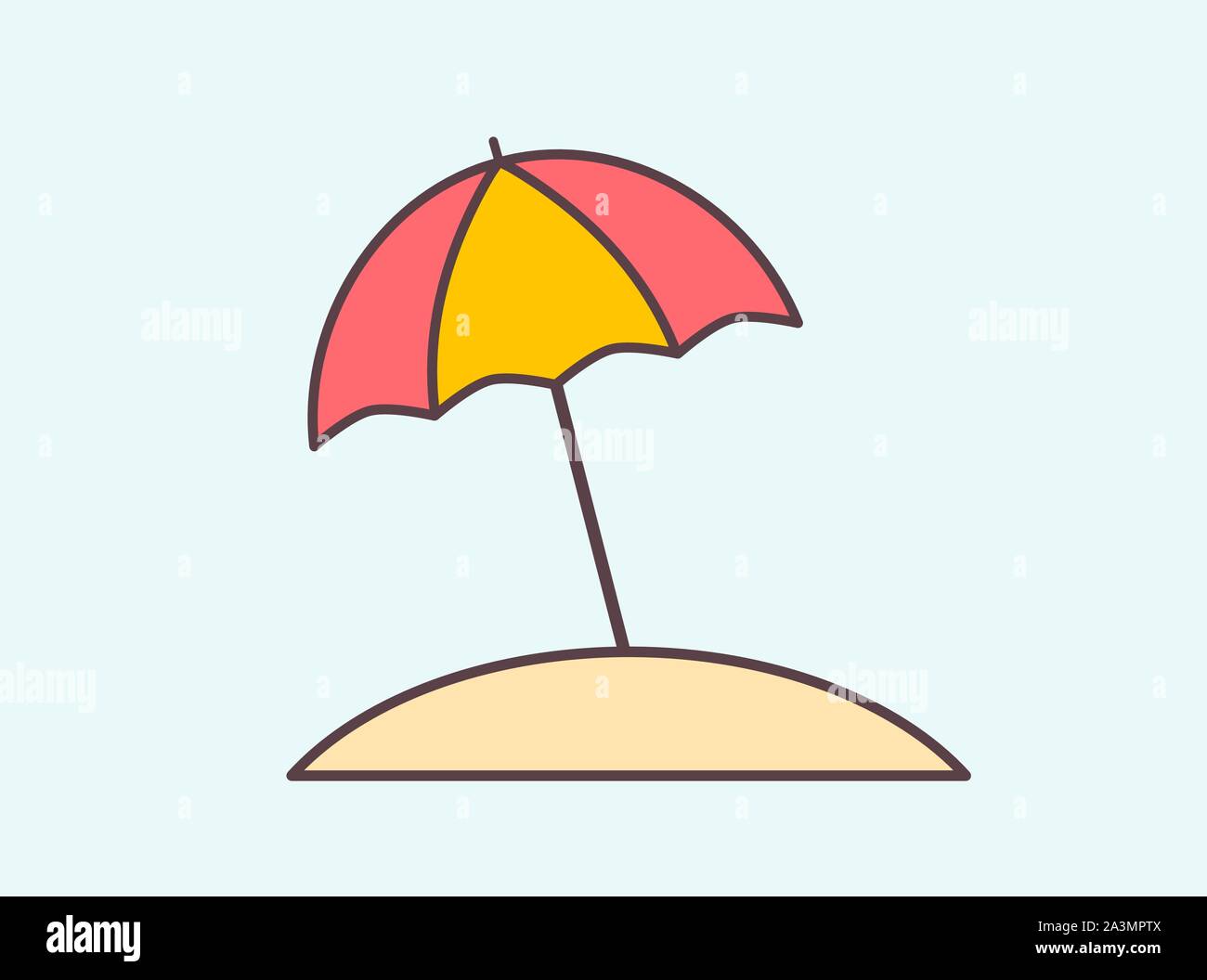 Colorful beach sun umbrella flat design icon. Vector illustration Stock ...