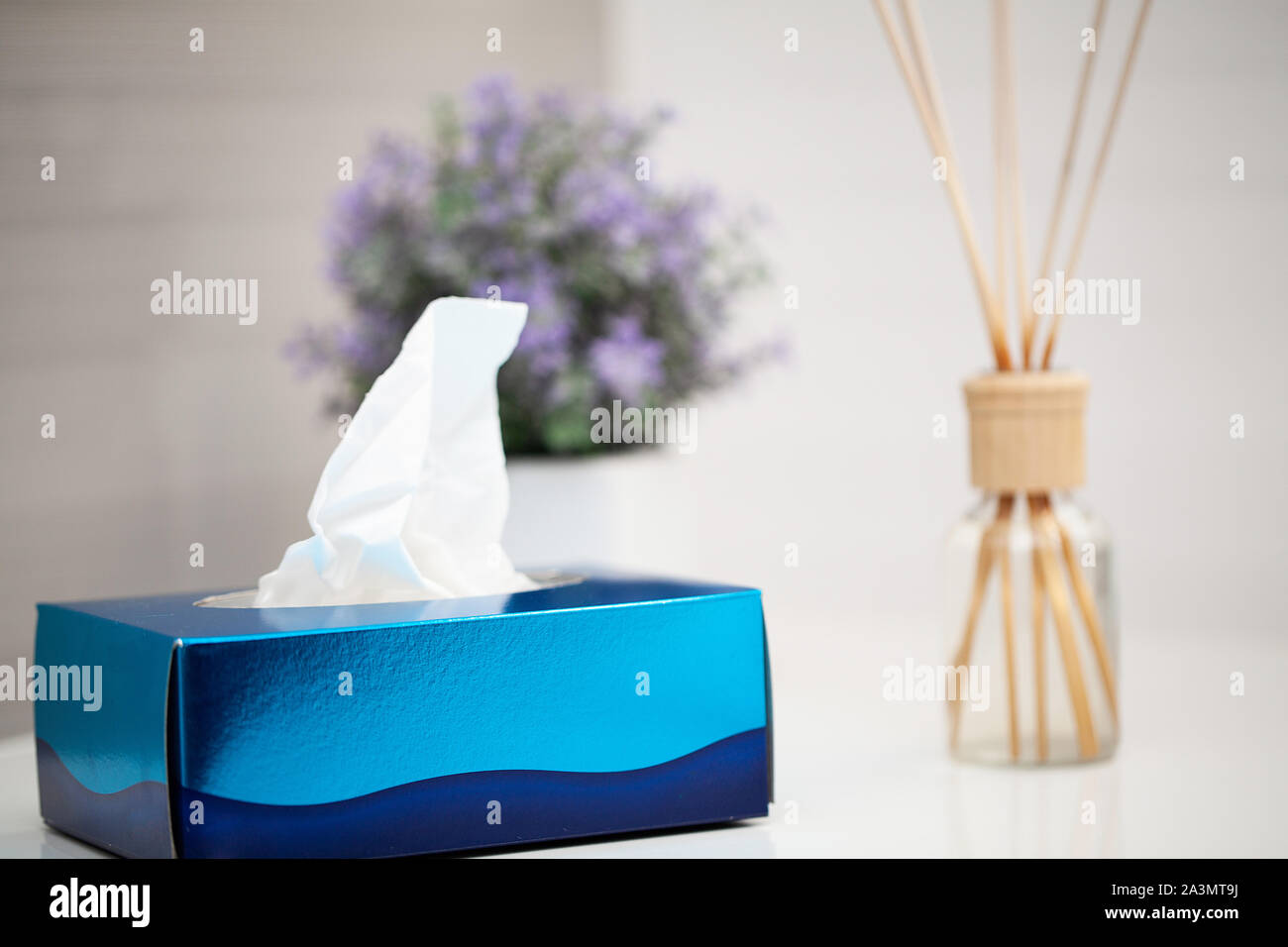 Box white hygiene napkins in light bathroom Stock Photo Alamy