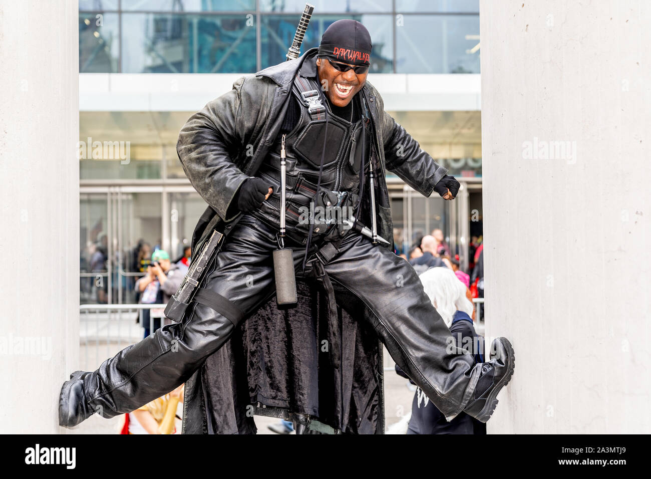 New York, New York - October 6, 2019: Cosplayer dressed as Marvel's Blade during New York Comic Con. Stock Photo
