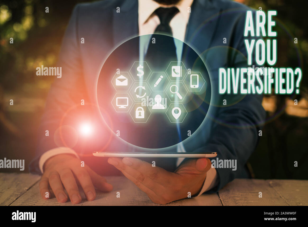 Word writing text Are You Diversified Question. Business photo showcasing someone who is Different Mixed Multi Faceted Stock Photo