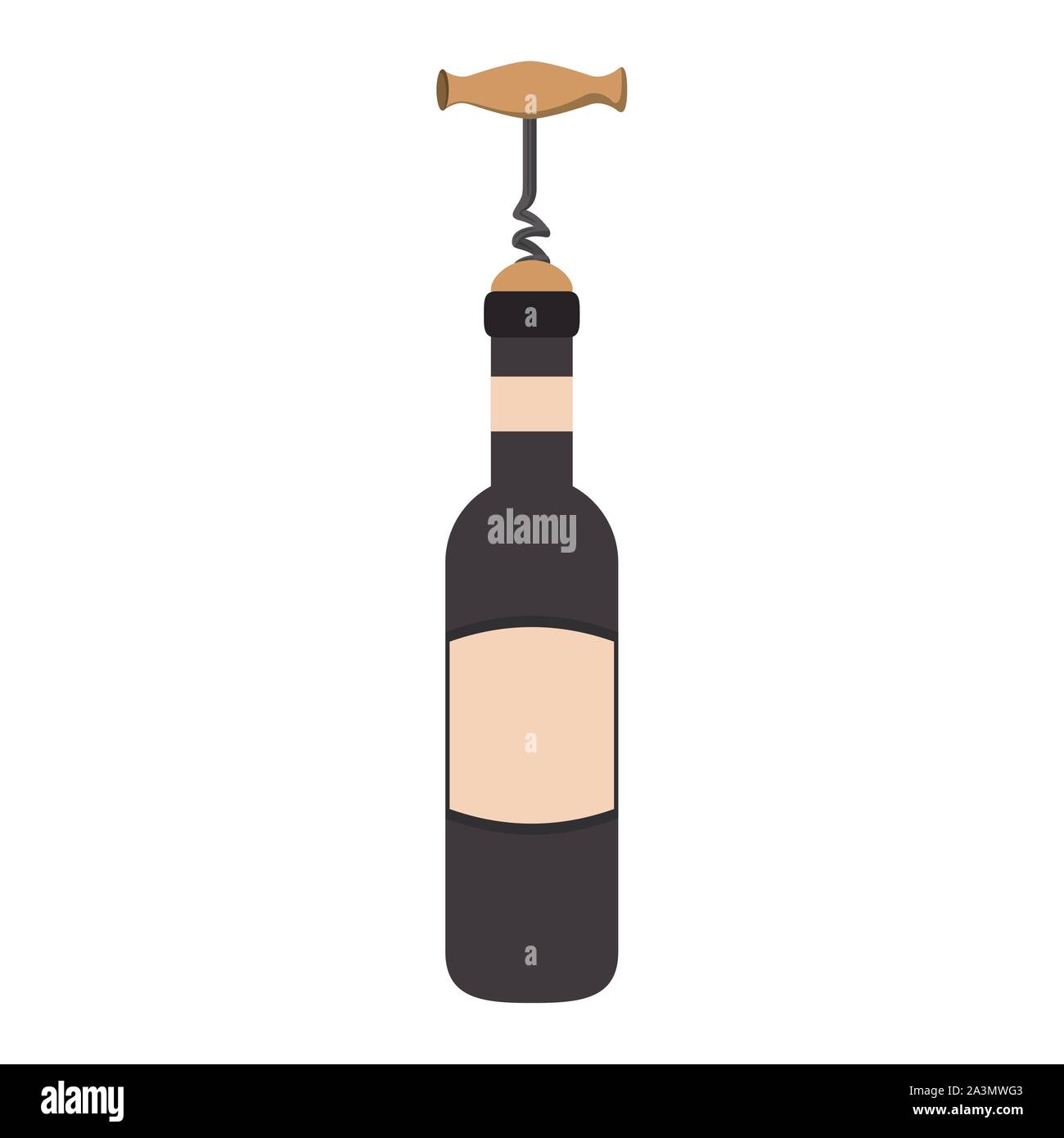 wine bottle and corkscrew utensil Stock Vector Image & Art - Alamy