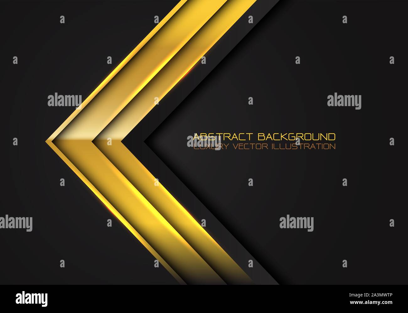 Abstract gold arrow metallic direction on black design modern luxury ...