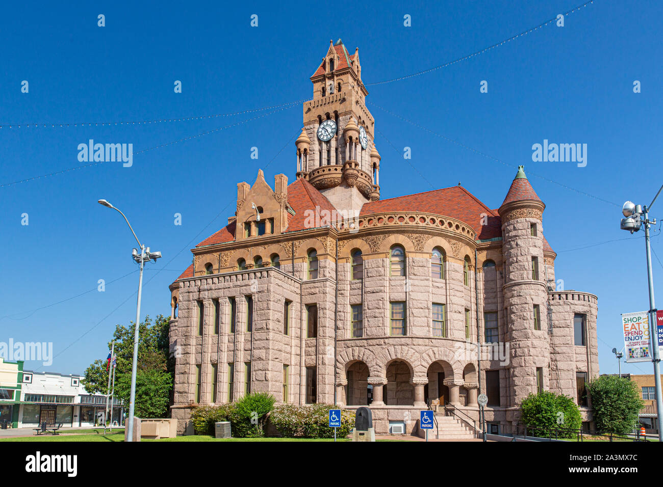 The historic 1896 Wise County Courthouse in Decatur, Texas Stock Photo