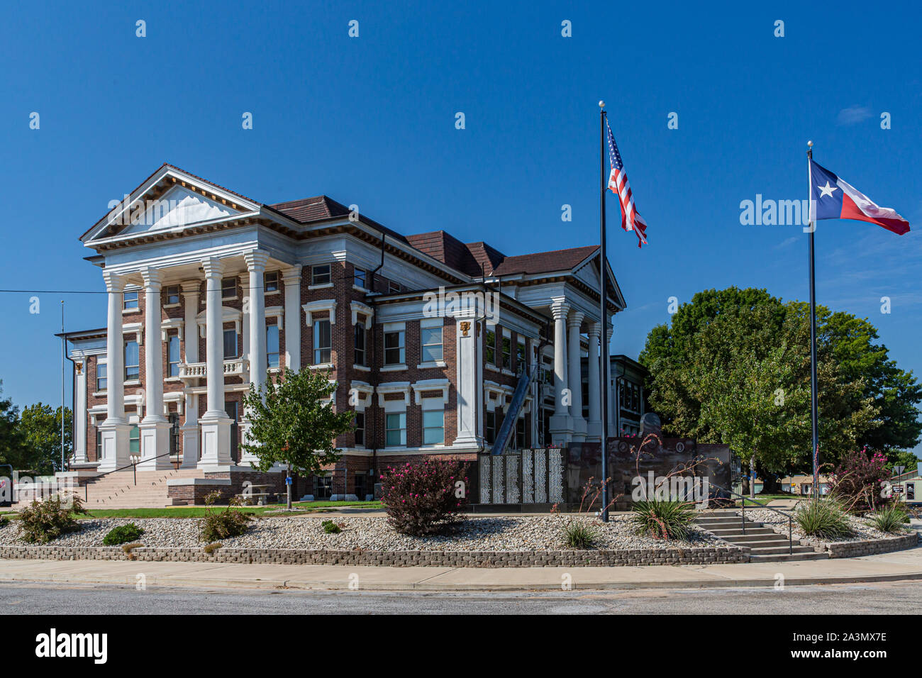 The historic 1913 Montague County Courthouse in Montague, Texas.  It was renovated in 1986 Stock Photo