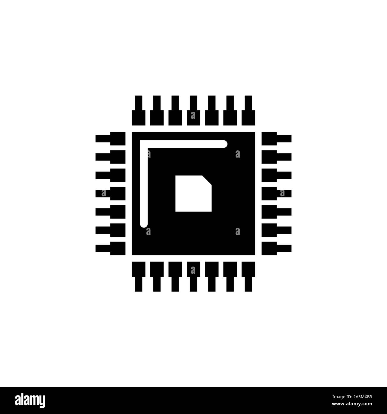 CPU Chip, Central Processing Unit. Flat Vector Icon illustration ...