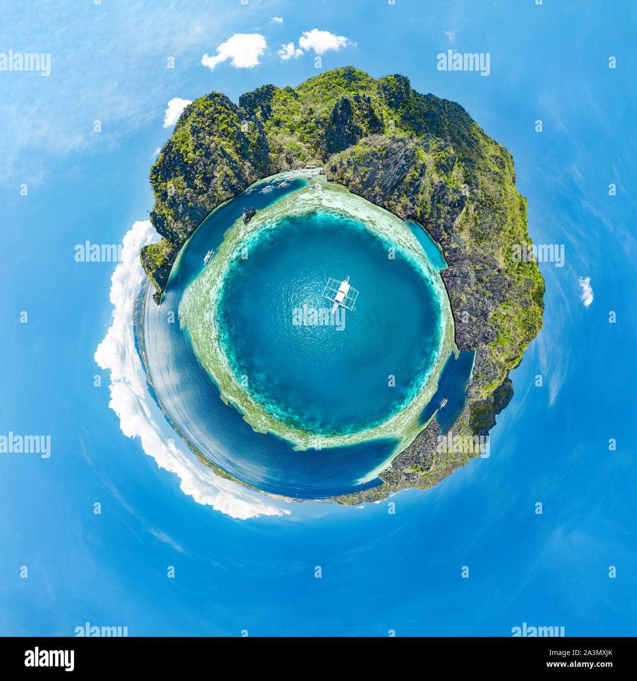 Little planet view of Coron island in Philippines Stock Photo