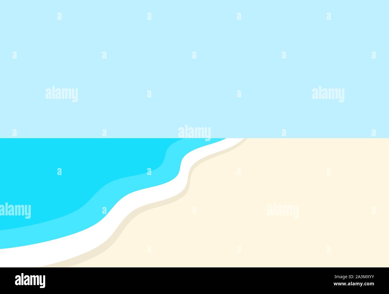 The beach, sea wave and sky. Summer vacation vector illustration Stock ...
