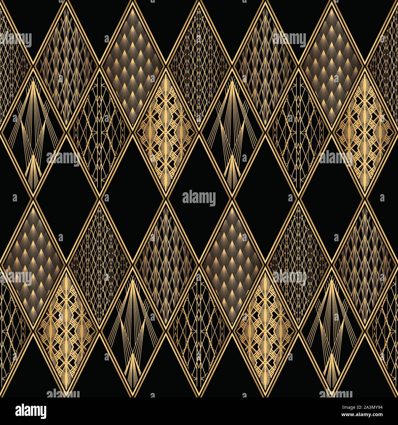 Art Deco Pattern. Seamless black and gold background Stock Vector Image ...
