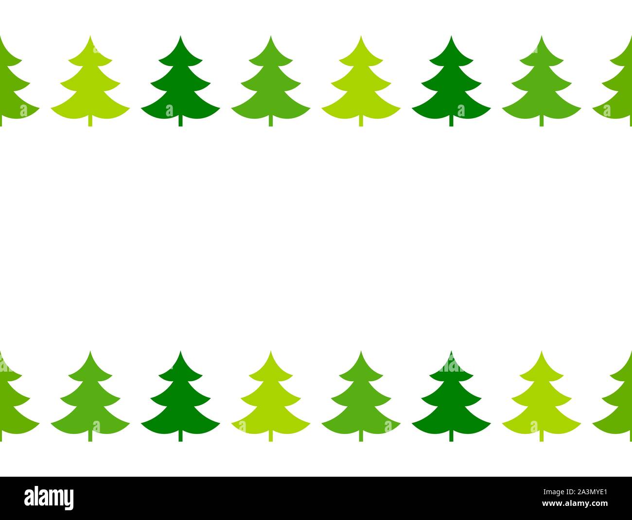 Green Christmas trees seamless border. Vector illustration Stock Vector