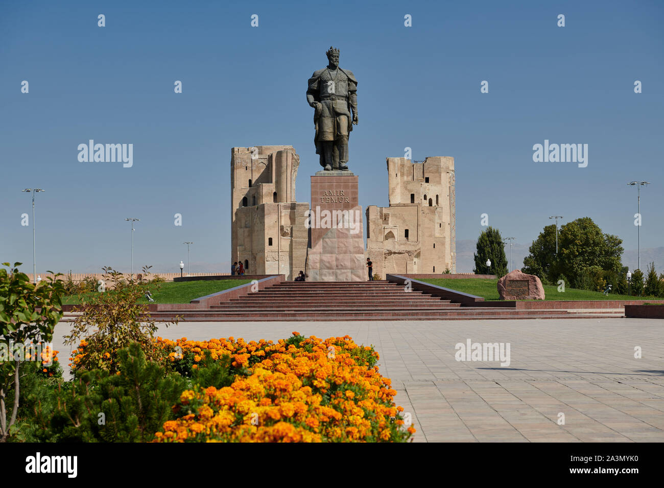 Statue of Amir Timur, Shahrisabz, Uzbekistan, Central Asia Stock Photo