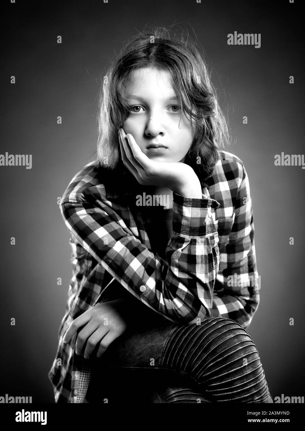 Portrait of a Boy with Brown Hair Stock Photo Alamy