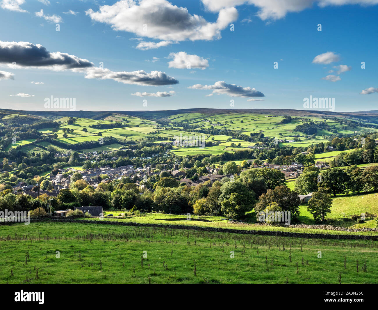Pateley Bridge nestled in the valley in Nidderdale North Yorkshire England Stock Photo