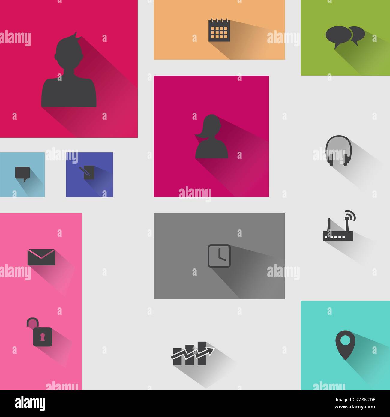 Set of web icons in modern flat design. Web elements icons Vector design image Stock Vector