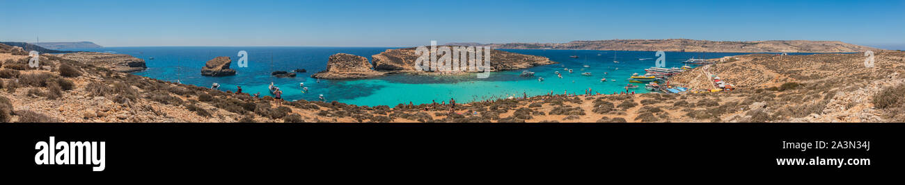 A panorama picture of the Comino Island, in Malta. Stock Photo