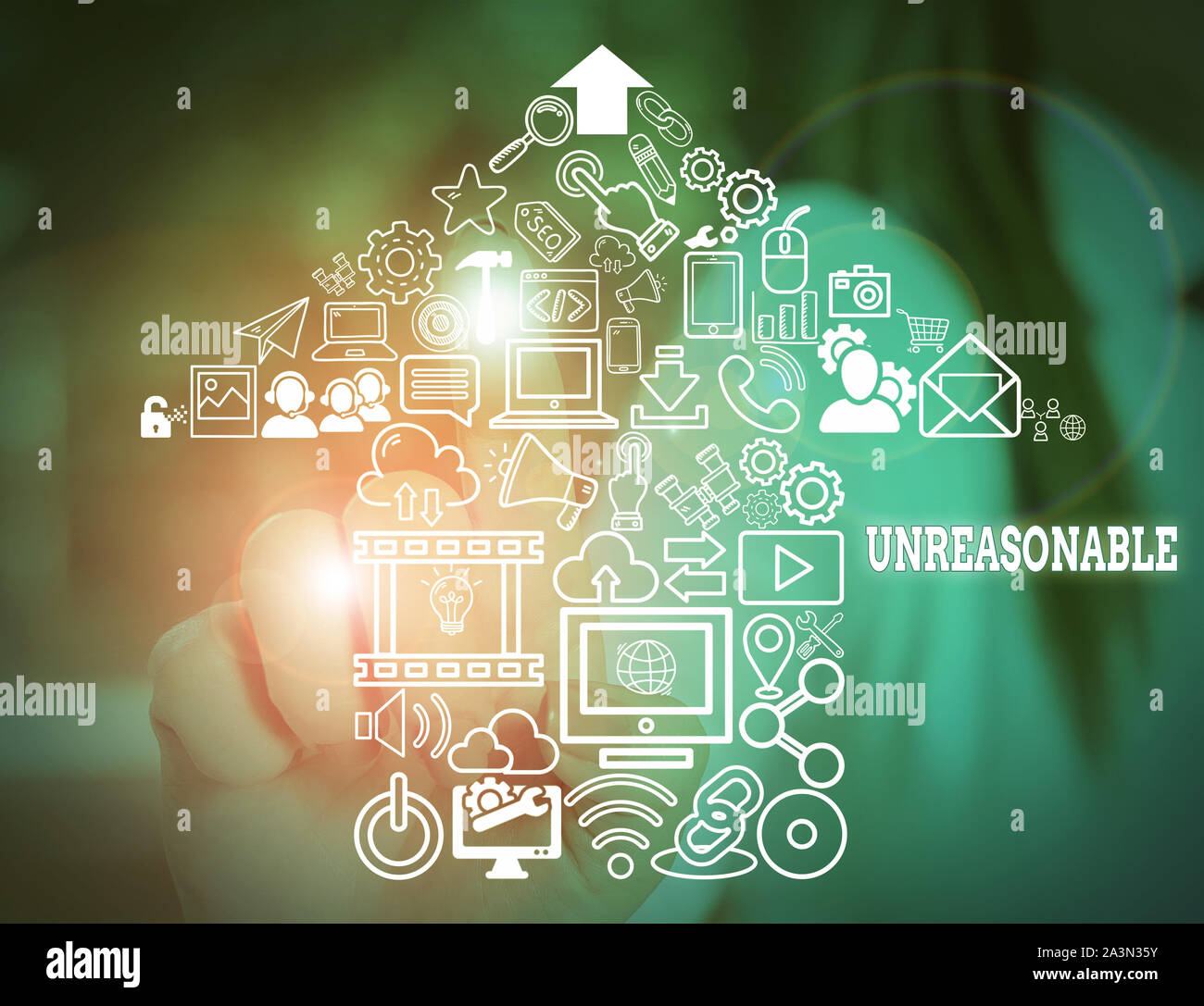 Word writing text Unreasonable. Business photo showcasing Beyond the ...
