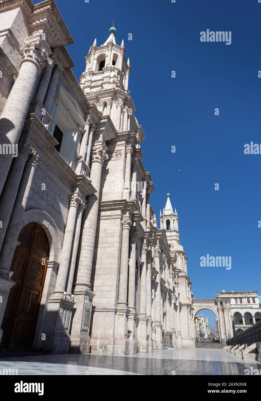 Architecture of a iconic place at Arequipa city, Plaza de Armas Stock Photo