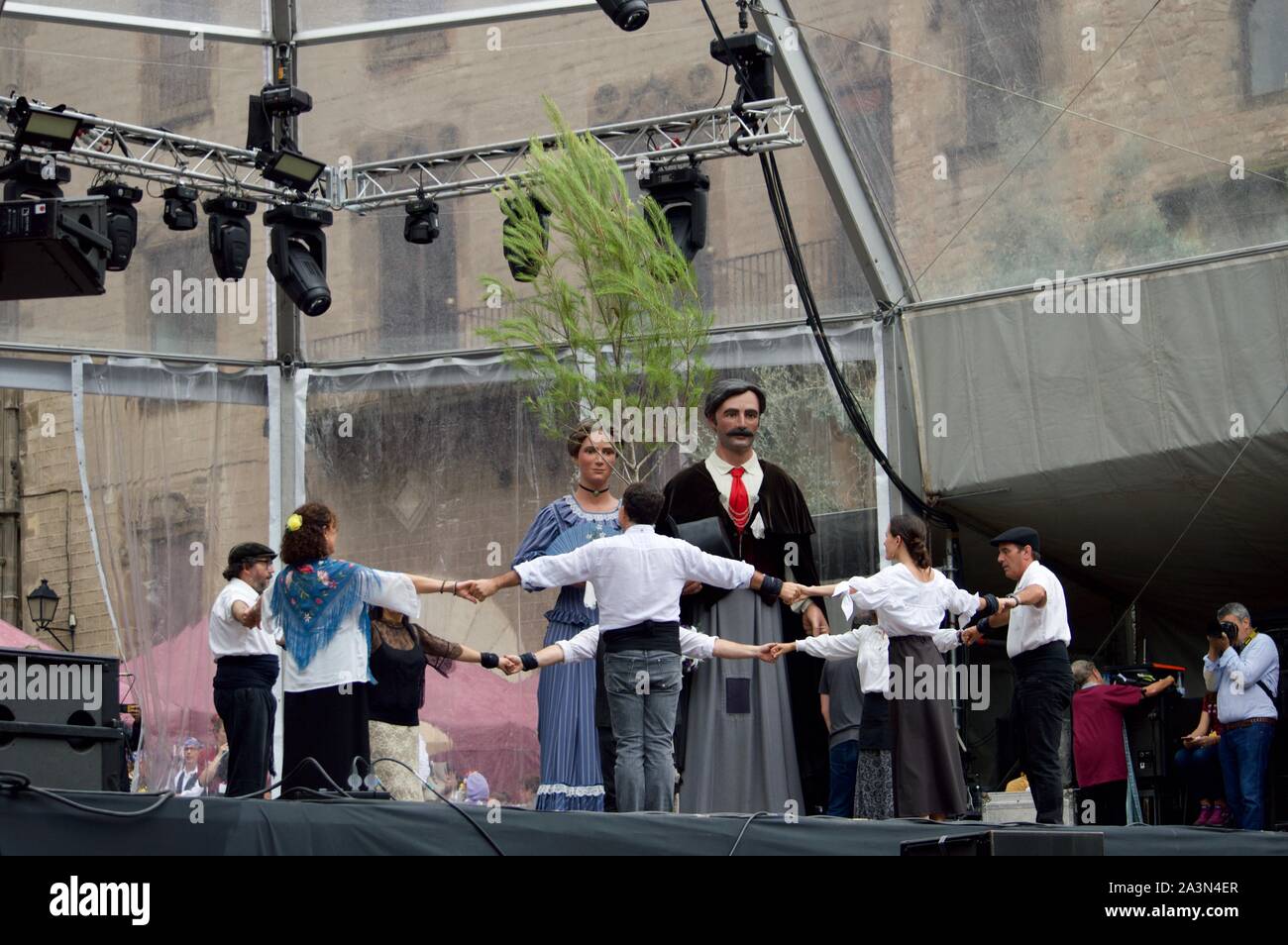 Performers at La Merce Festival in Barcelona, Spain Stock Photo