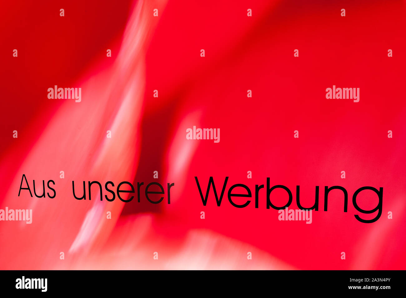 German words aus unserer Werbung, translated from our advertising Stock Photo