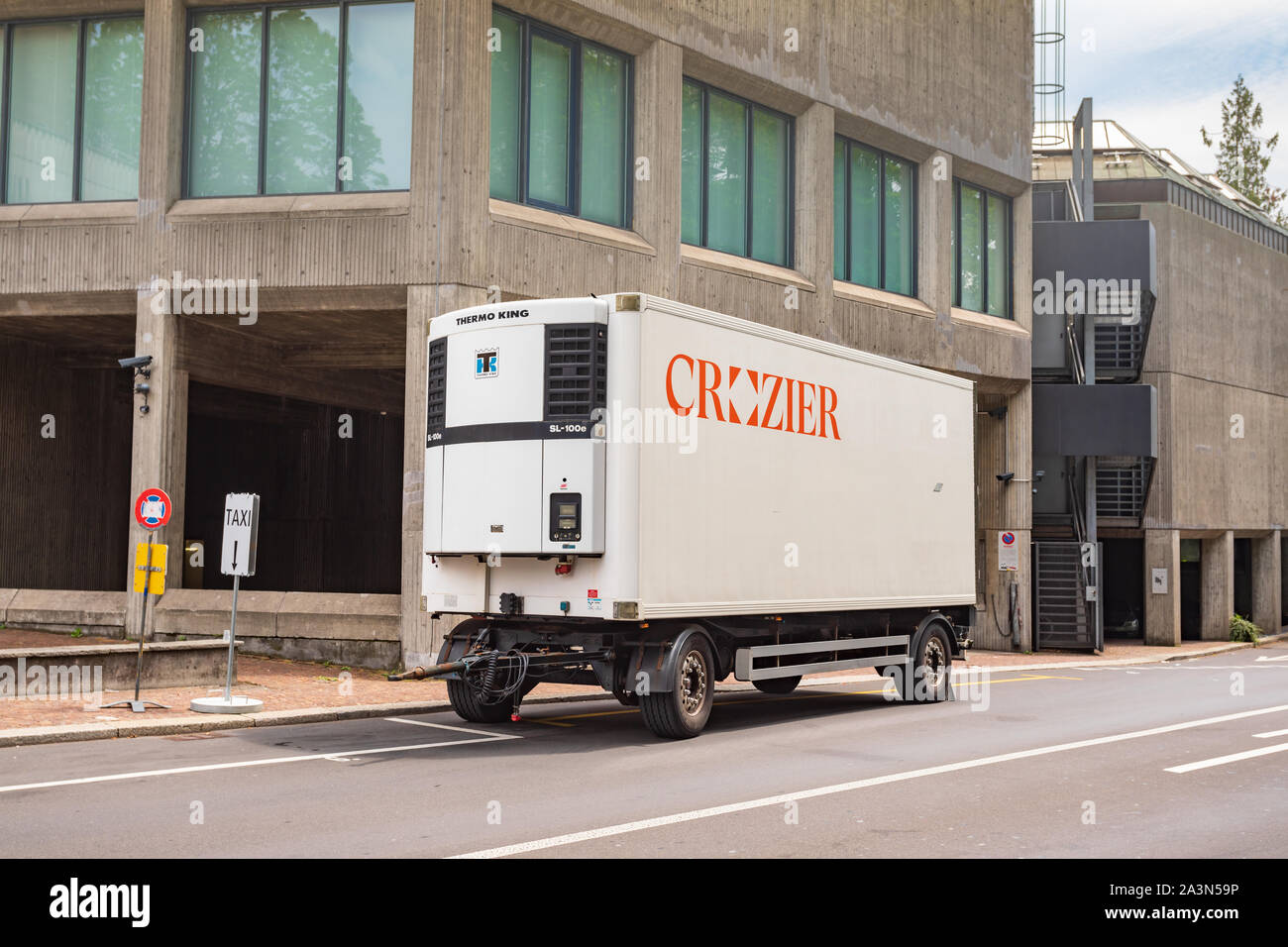 THERMO KING refrigeration unit model SL-100e on working on Zurich streets Stock Photo