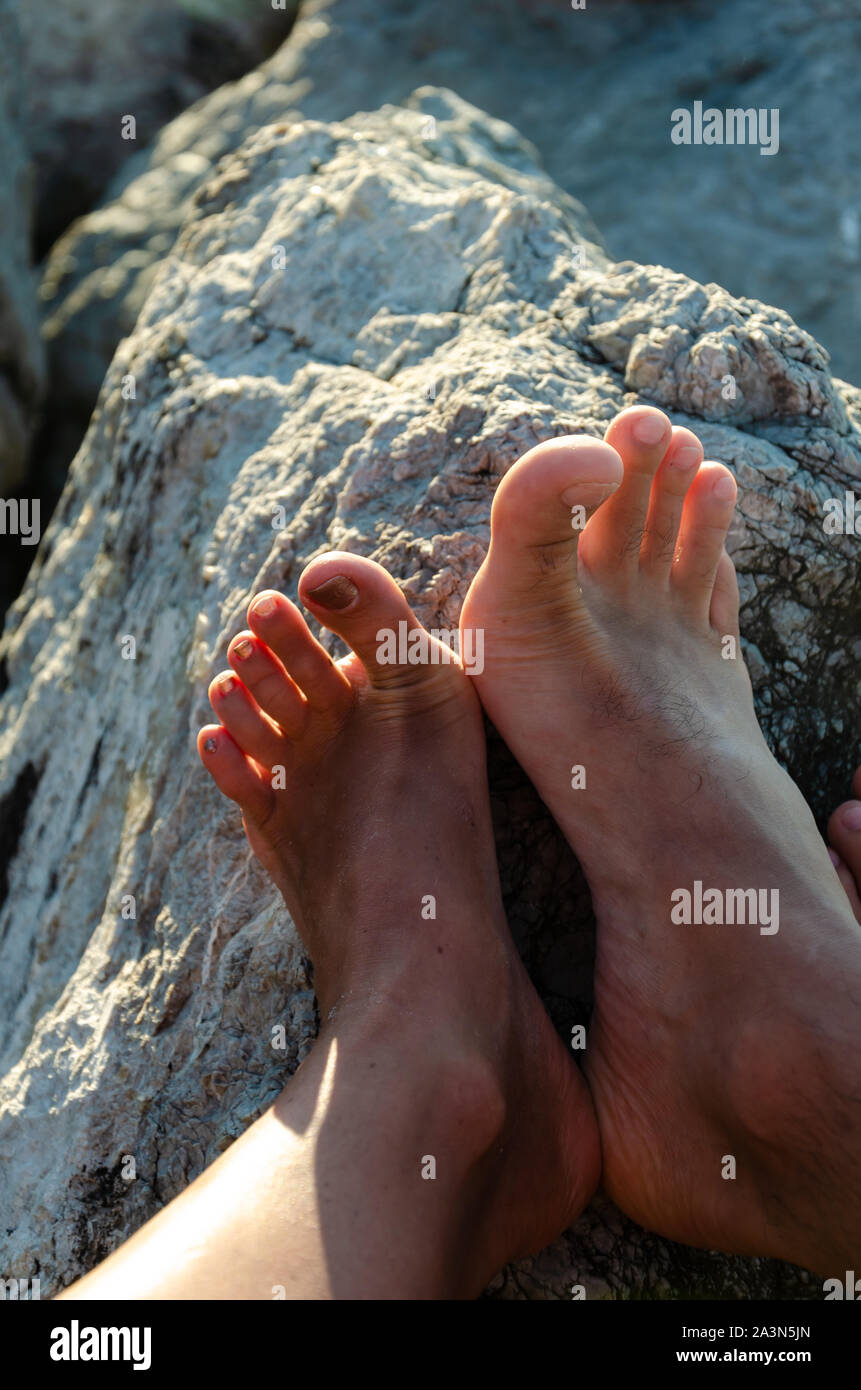 Couple bed close up feet hi-res stock photography and images - Alamy