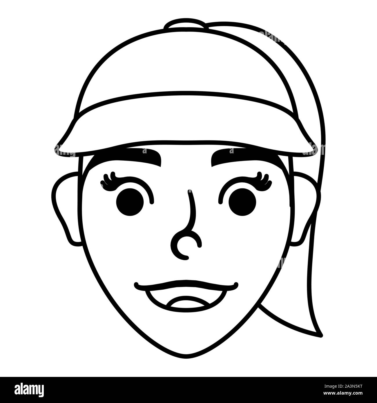 young woman female with sport cap head character Stock Vector Image