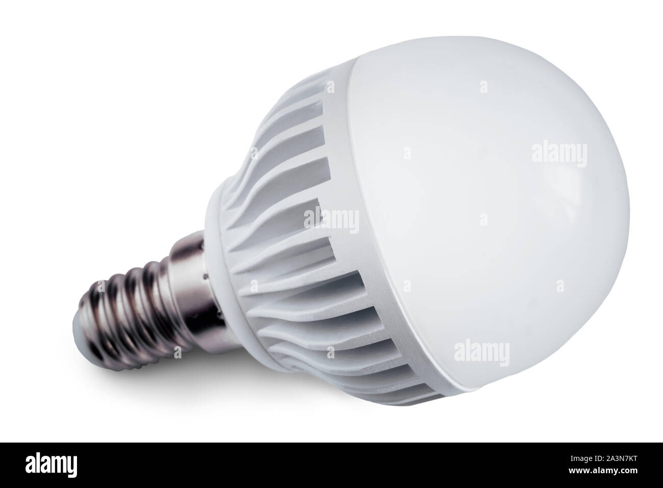 Electric energy saving lamp on white background. Stock Photo