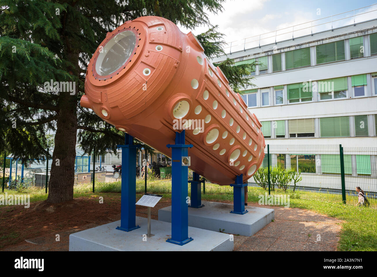 CERN, Geneva, Switzerland. 25 ton Gargamelle bubble chamber build in France Stock Photo