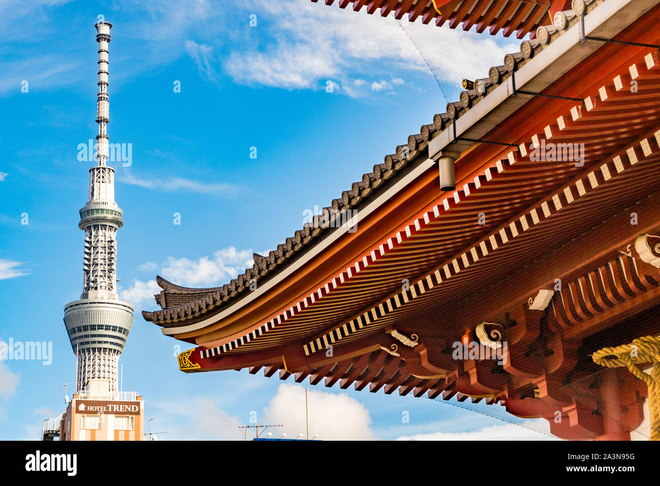 Tokyo TV tower and shrine, Taito, Japan Stock Photo