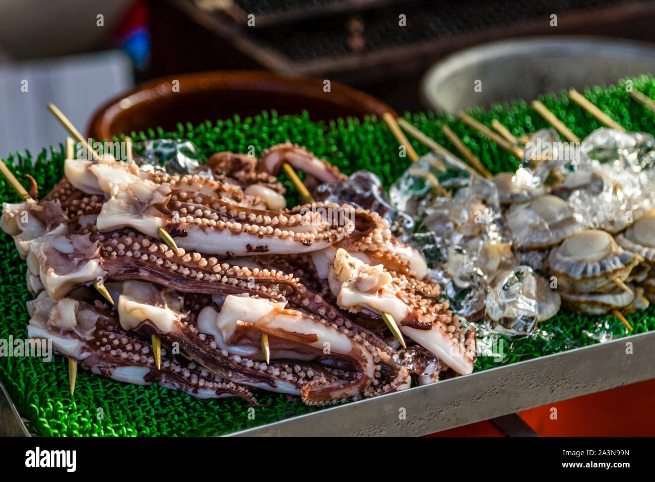 Seafood snack in Tokyo Stock Photo