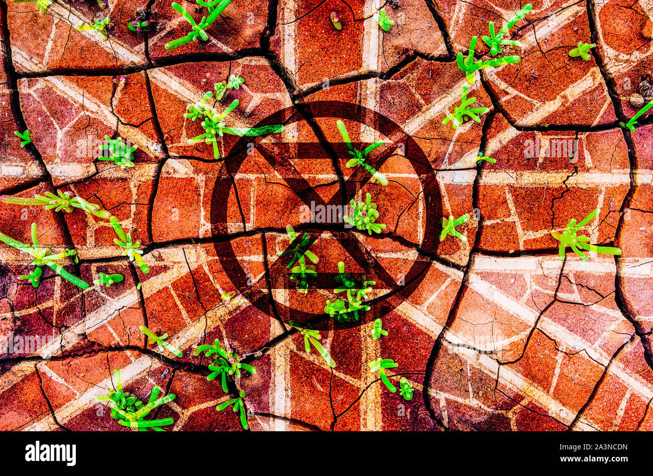 Climate change, global warming concept image with Extinction Rebellion logo,symbol. Stock Photo